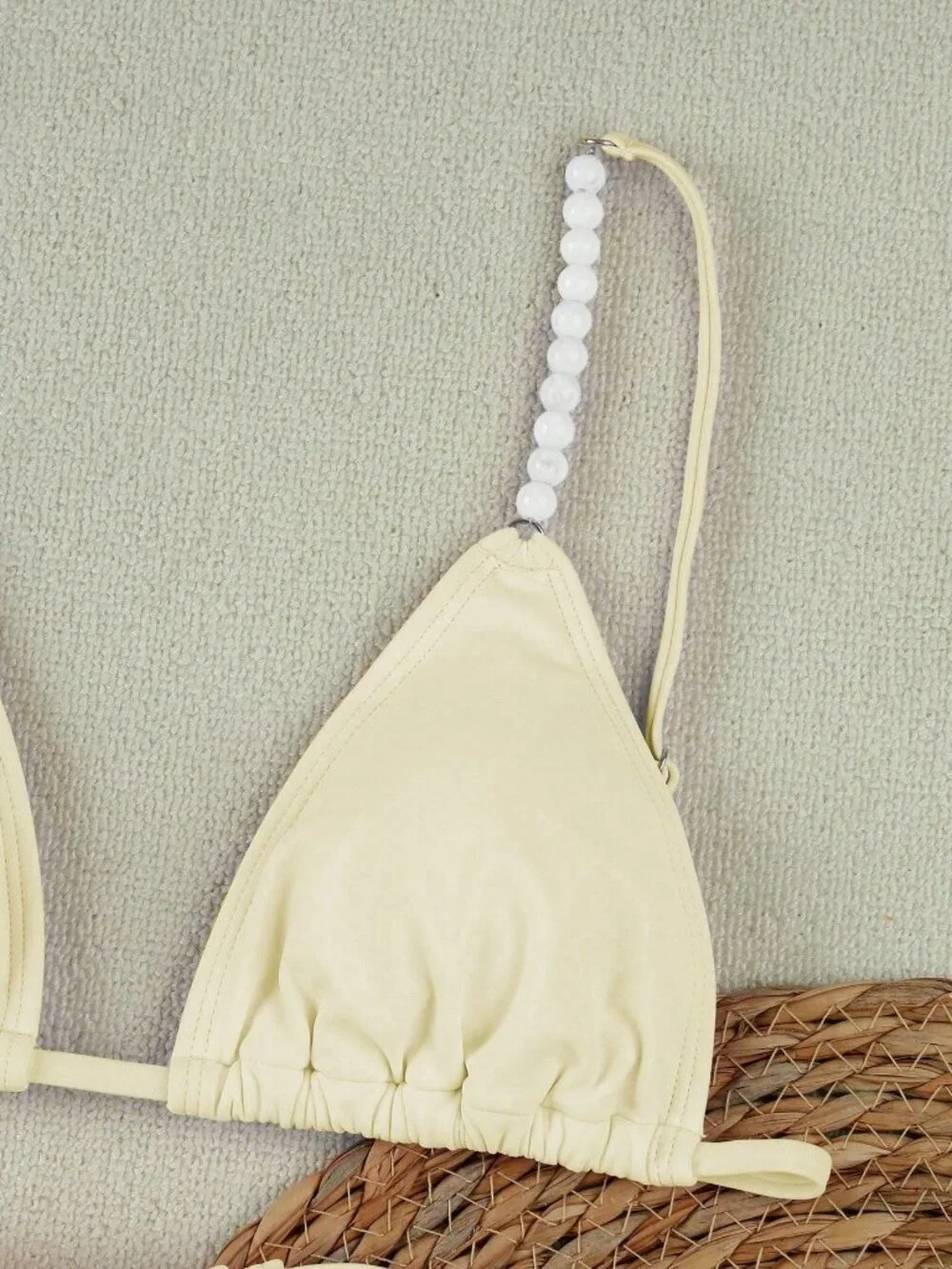 Light Yellow Pink Sexy Women's Elegant Beach  3-Piece Bikini Set